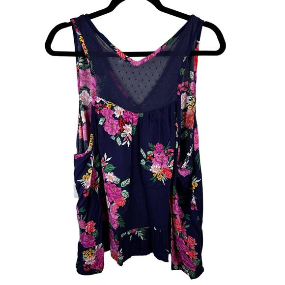 Kensie Floral Navy Blue Blouse 3X - Picture 2 of 4